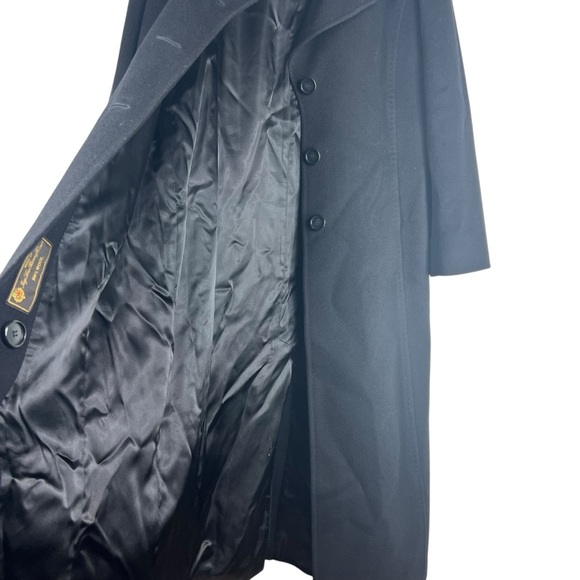 FLEURETTE Black Loro Piana Wool Long 3 Button Women's Coat Size 12 Made in USA - Picture 5 of 11